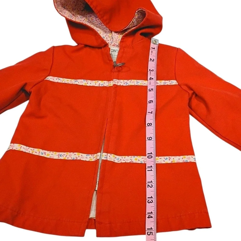 Vintage Toddler Girls‎ SEARS Canvas Hooded Jacket size M 21-26# Floral Zip-up
